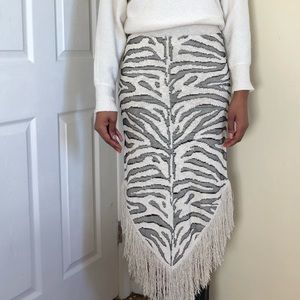 STAUD zebra print midi skirt